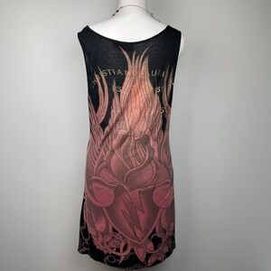 Y2K Christian Audigier Rare‎ Designer Black Graphic Dress Women's Size Small